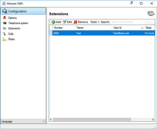 Provider configuration window
