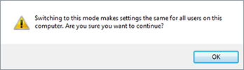 Mode switching warning message